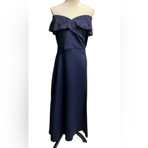 Enfocus Studio  NWOT Navy and Silver Starburst Dress